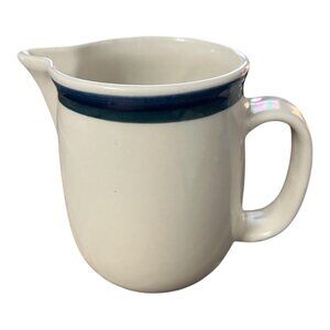 Tienshan Kitchen Colors “Bazion” Cream Pitcher – Ivory with Blue Band – Stonewar